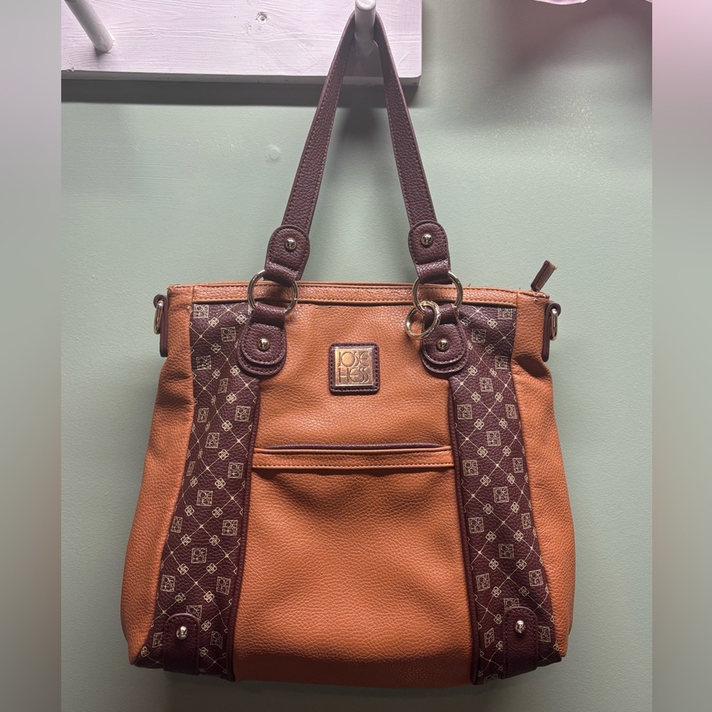 Jose Hess Brown and Tan Tote Bag